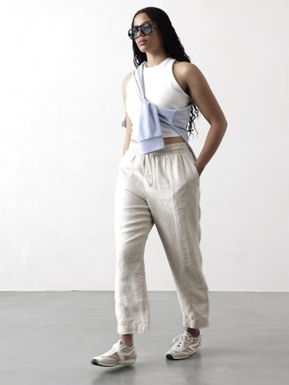 Athleta Retreat High Rise 100% Linen Ankle Pant Size Large T